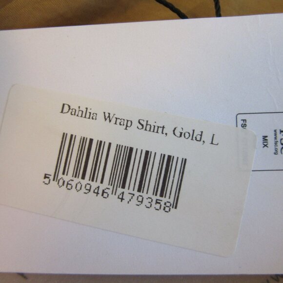 AYM Gold Double Wrap Shirt Long Sleeve Large Satin Collared Crop Top - Picture 4 of 4